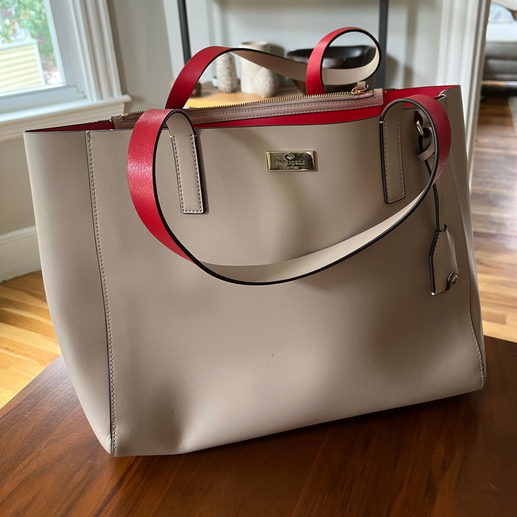 Kate Spade Nelle Putnam Bag In Nude With Red Interior